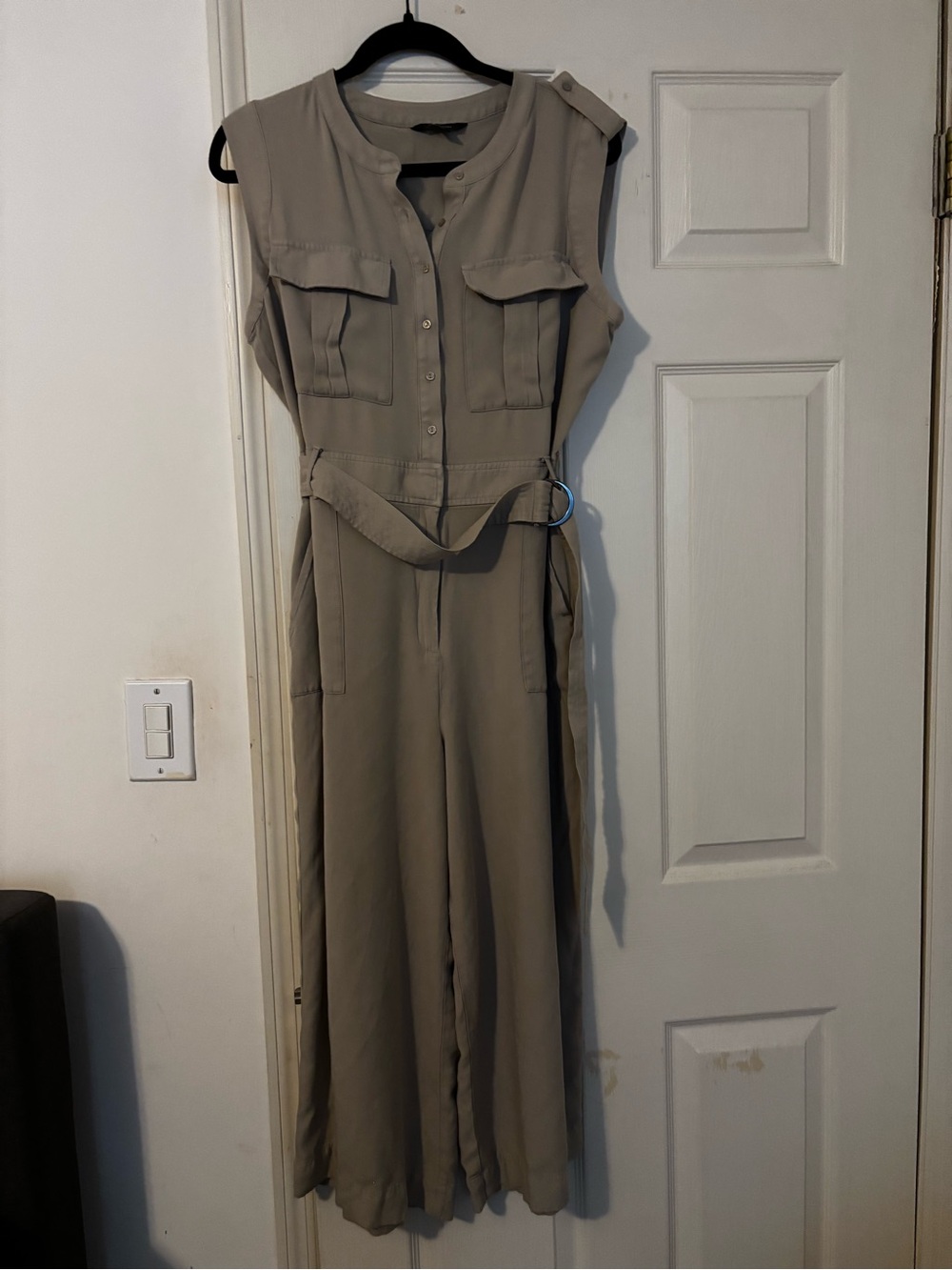 Simply Vera Vera Wang Taupe Sleeveless Utility Jumpsuit